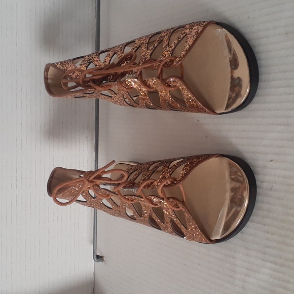 Forever women's gold lace up sandals - Picture 1 of 10
